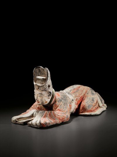 Funcionario de la corte haciendo una reverencia, dinastía Tang temprana, siglos VII-VIII (cerámica pintada) de Tang Dynasty Chinese School