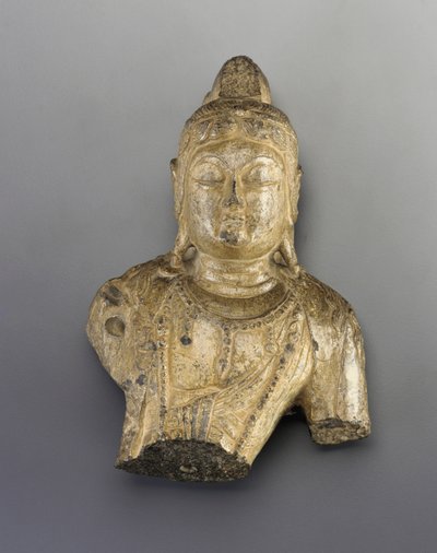 Pequeño busto de figura budista de Tang Dynasty Chinese School