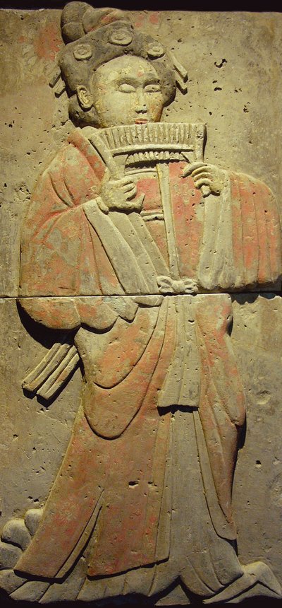 Estela de terracota con músico, Dinastía Tang de Tang Dynasty Chinese School