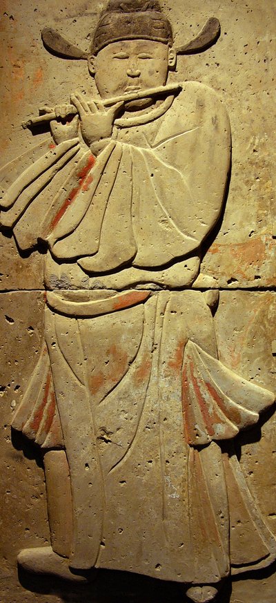 Estela de terracota con músico, Dinastía Tang de Tang Dynasty Chinese School