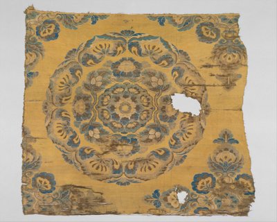 Textil con medallón floral, c.800 de Tang Dynasty Chinese School