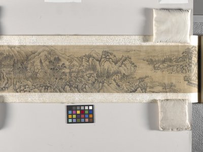 Viewing The Scenic Landscape (tinta sobre seda) de Yin Tang