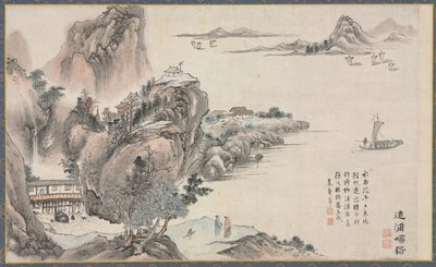 One of Eight Views of Xiao and Xiang Rivers de Tani Buncho