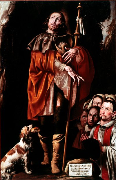 San Roque con el bubón de la peste en su pierna de Tanzio da Varallo