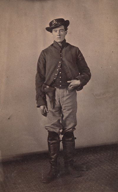 Soldado de caballería de la Unión con pistola en la funda, 1861-65 de Tappin