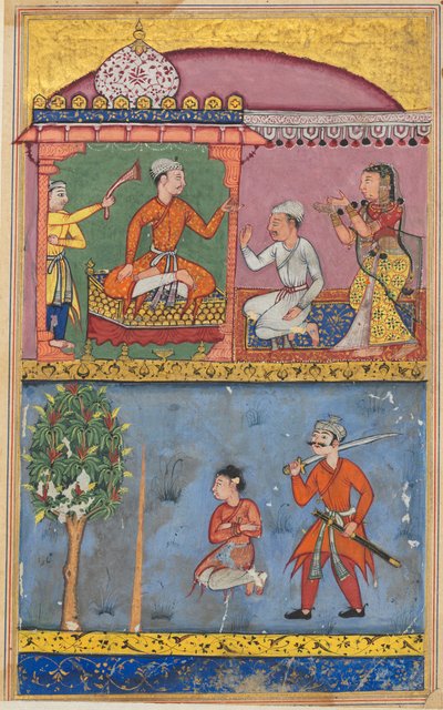 Página de Cuentos de un loro Tuti-nama: Octava noche: La doncella apela..., c. 1560 de Tara Chand