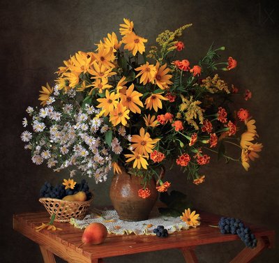 Naturaleza muerta floral otoñal de Tatyana Skorokhod
