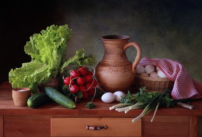 Abundancia de productos frescos de la granja de Tatyana Skorokhod