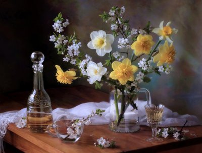Naturaleza muerta con narcisos de primavera de Tatyana Skorokhod