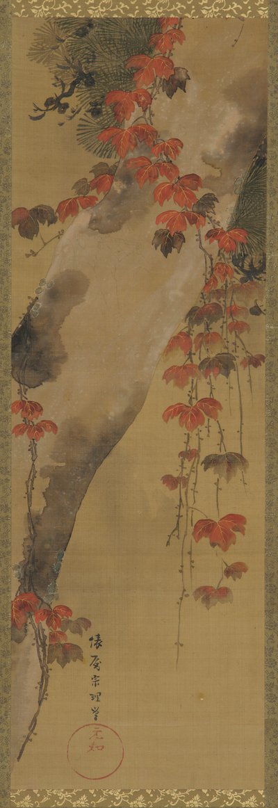 Pino y vid de otoño, período Edo, finales del siglo XVIII de Tawaraya Sōri