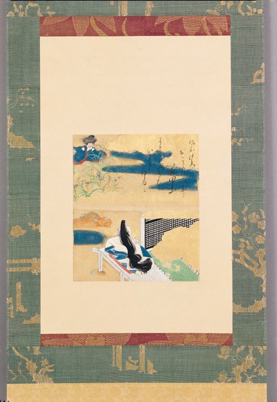 Setting Out For Kawachi (tinta, color y oro sobre papel) de Tawaraya Sotatsu