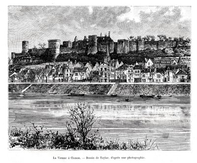 Chinon y el río Vienne, Francia, siglo XIX de Taylor