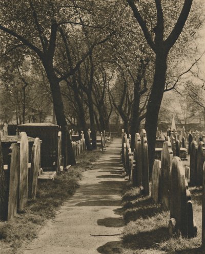 En el cementerio desusado de los disidentes en Bunhill Fields, c1935 de Taylor