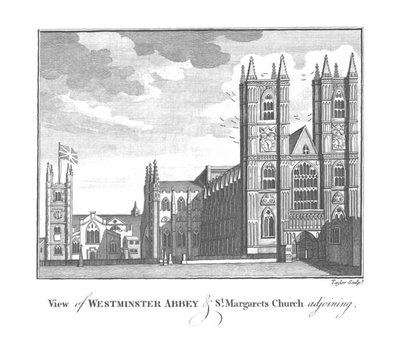 Vista de la Abadía de Westminster y la Iglesia de St. Margaret adyacente, finales del siglo XVIII-principios del siglo XIX de Taylor