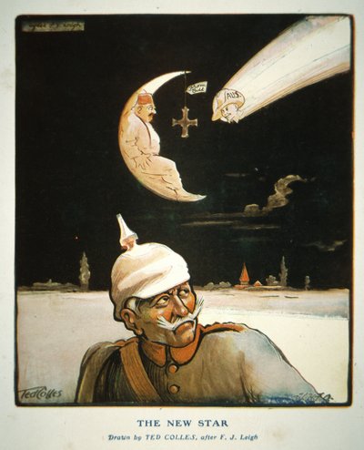 Viñeta de la Primera Guerra Mundial "The New Star", publicada en "The Anzac Book". de Ted Colles