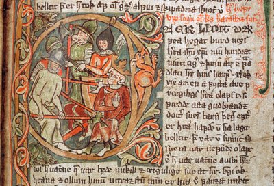 Un manuscrito ilustrado contiene la imagen del rey Olaf de Noruega. de Ted Spiegel