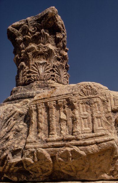 Ruinas de la sinagoga de Cafarnaún, también conocida como Copernaum, Israel. de Ted Spiegel