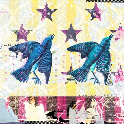 Pájaros en serie, 2015 (Collage sobre lienzo) de Teis Albers