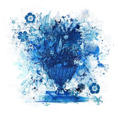 Bouquet in Blue, 2018 (técnica mixta sobre lienzo) de Teis Albers