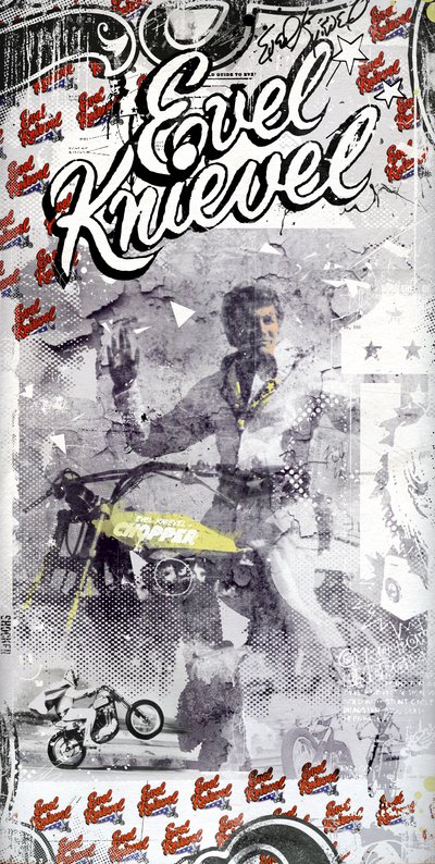 Evel Knievel, 2015 (Collage sobre lienzo) de Teis Albers