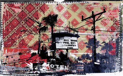 Free WIFI, 2015 (Collage sobre lienzo) de Teis Albers
