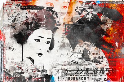Geisha moderna, 2014 (técnica mixta sobre lienzo) de Teis Albers