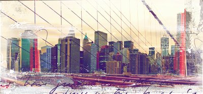 NYC Bridges, 2015 (Collage sobre lienzo) de Teis Albers