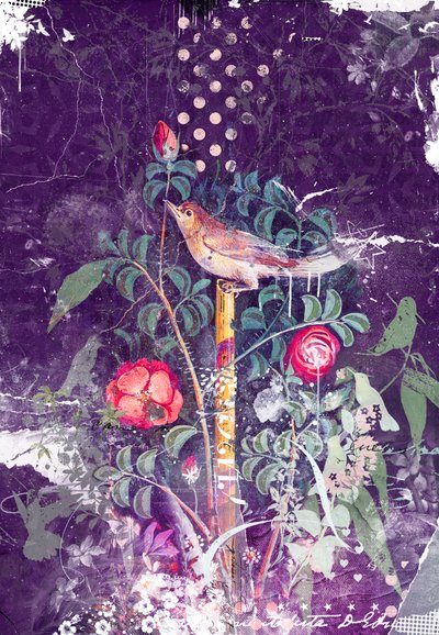 Pájaro de Pompeya, 2014 (técnica mixta sobre lienzo) de Teis Albers