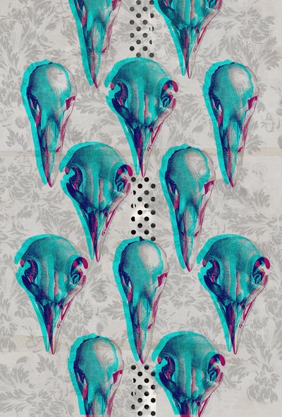 Serie de calaveras, 2016 (Collage sobre lienzo) de Teis Albers