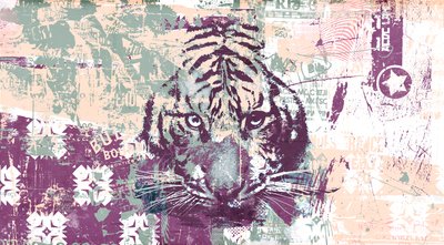 Abstracción del tigre, 2016 (Collage sobre lienzo) de Teis Albers