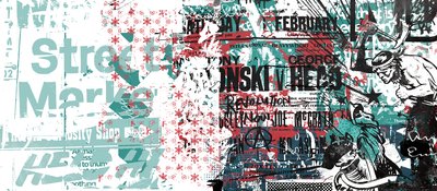Tomahawk race, 2015 (Collage sobre lienzo) de Teis Albers