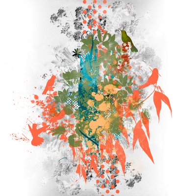 Árbol de pájaros, 2016 (Collage sobre lienzo) de Teis Albers
