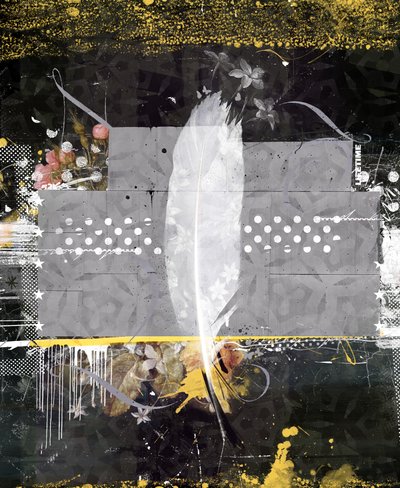 pluma, 2014 (técnica mixta sobre lienzo) de Teis Albers