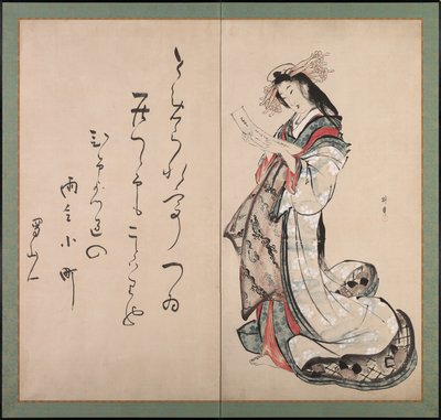 Cortesana Leyendo una Carta, Principios de 1800s de Teisai Hokuba