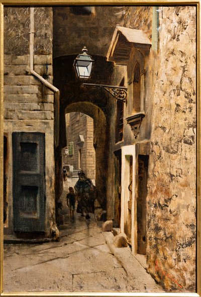 Calle Cavalieri en el antiguo gueto de Florencia, c.1882 (óleo sobre lienzo) de Telemaco Signorini