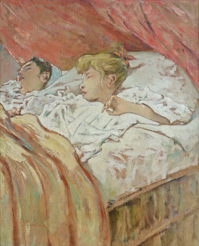 Niños atrapados en su sueño, Telemaco Signorini (óleo sobre cartón) de Telemaco Signorini
