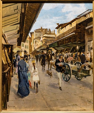 Puente viejo en Florencia, c.1882 (óleo sobre lienzo) de Telemaco Signorini