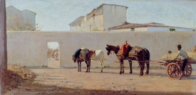 Una mañana de primavera. El muro blanco, c.1867 (óleo sobre lienzo) de Telemaco Signorini