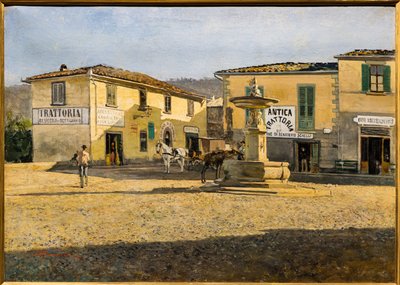 Plaza de Settignano, c.1861 (óleo sobre lienzo) de Telemaco Signorini