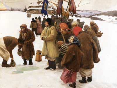 Navidad ortodoxa en los Cárpatos orientales: la bendición del agua de Teodor Axentowicz