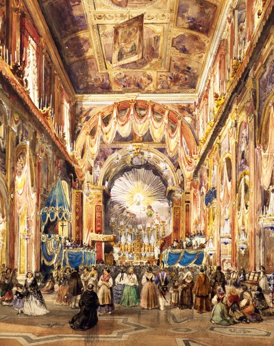 Interior de la Iglesia de San Paolo Maggiore en Nápoles para el centenario de San Cayetano de Teodoro Duclere
