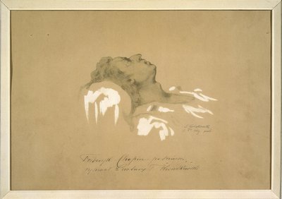 Frederic Chopin (1810-1849) en su lecho de muerte par Kwiatkowski, Teofil (1809-1891). Tinta, gouache, grafito sobre papel de Teofil Kwiatkowski