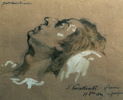 El compositor y pianista polaco Frederic Chopin (1810-1840) en su lecho de muerte, boceto de Teofil Kwiatkowski (1809-1891) de Teofil Kwiatkowski