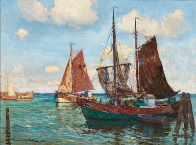 Barcos en reposo (óleo sobre lienzo) de Terrick (follower of) Williams