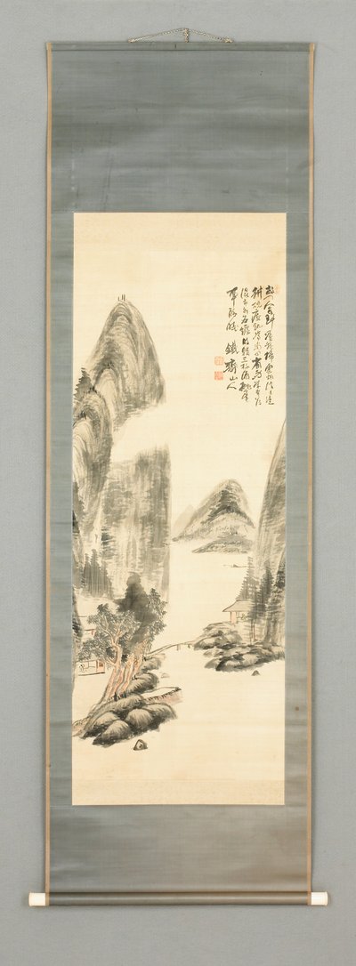 Paisaje, ca.1860 (tinta y color sobre seda) de Tessai Tomioka