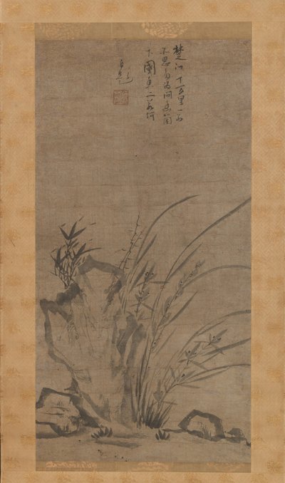 Orquídeas, Bambú, Zarzas y Rocas, mediados del siglo XIV de Tesshu Tokusai