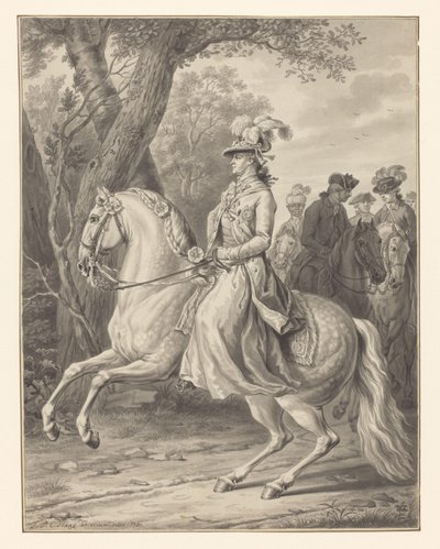 Guillermina de Prusia, princesa de Orange-Nassau, a caballo de Tethart Philip Christian Haag (signed by artist)