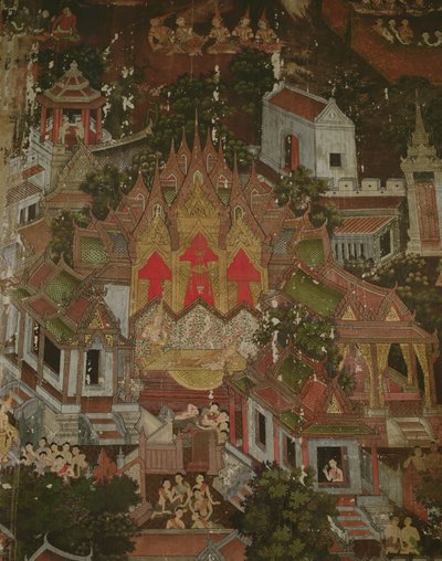 Nacimiento de un príncipe, Wat Suthat, Bangkok de Thai School