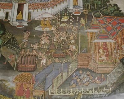 Detalle de la ciudad de Phitsanulok, Wat Bowonniwet Vihara, Bangkok de Thai School