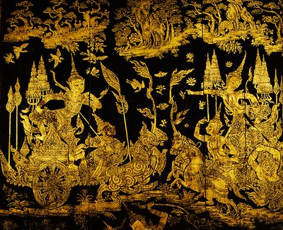 Episodio del Ramakien, (detalle) de Thai School